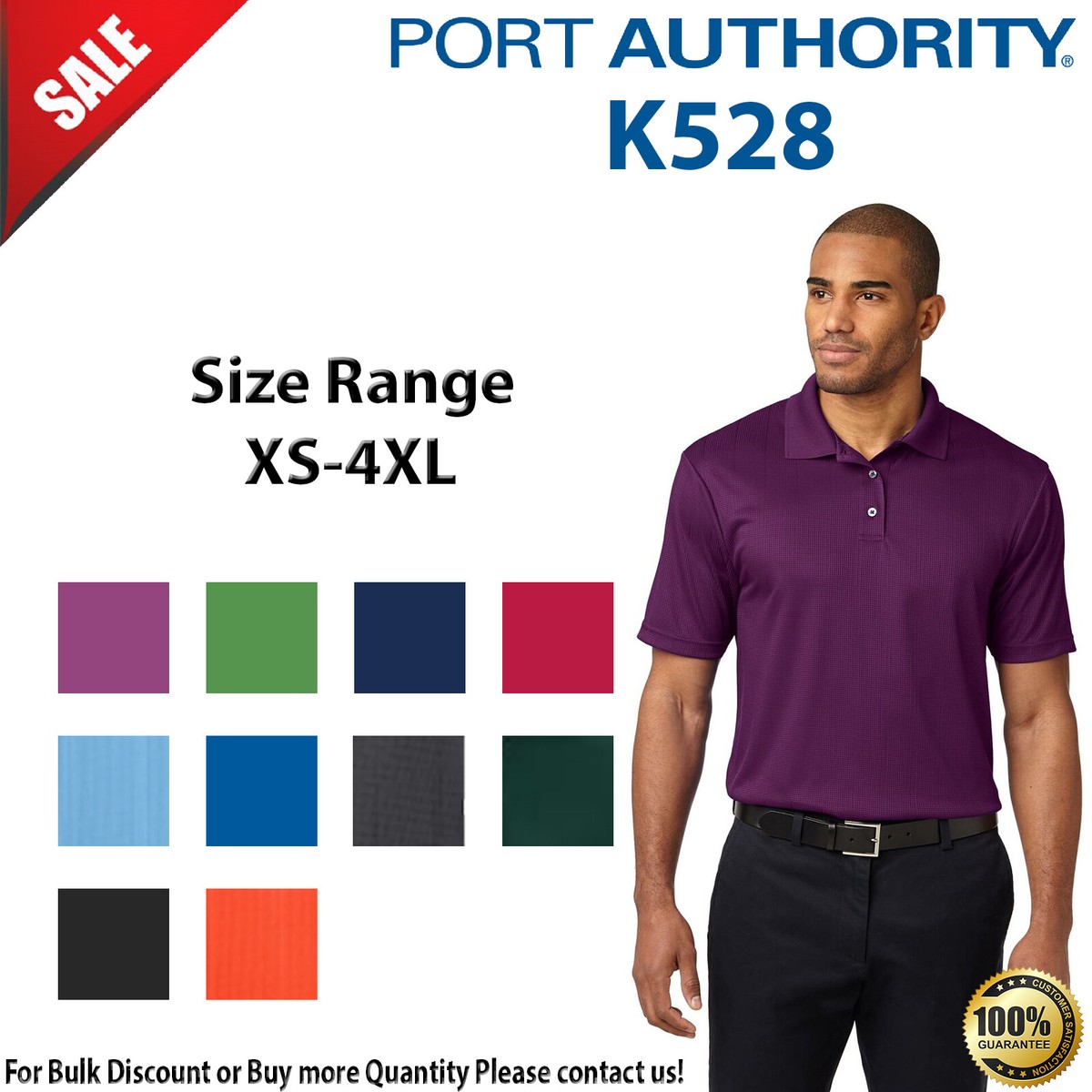 Port Authority K528 Mens Short Sleeve Performance Fine Jacquard