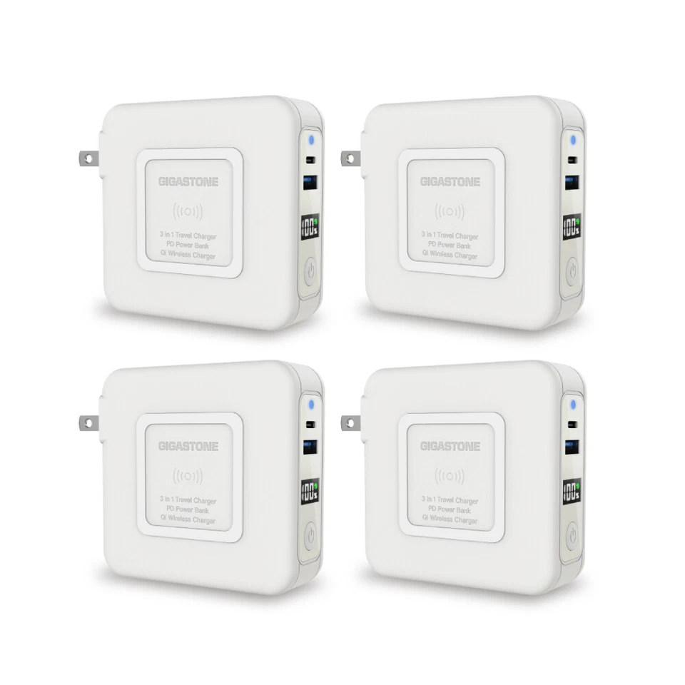 Беспроводное портативное зарядное устройство Gigastone 4 в 1 10000 мАч Qi 20 Вт беспроводной банк питания - Изображение 3 из 3