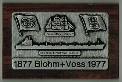 PLAKETTE 100 JAHRE BLOHM+VOSS / BAU-Nr. 894 ''AUSTRALIEN PROGRESS''