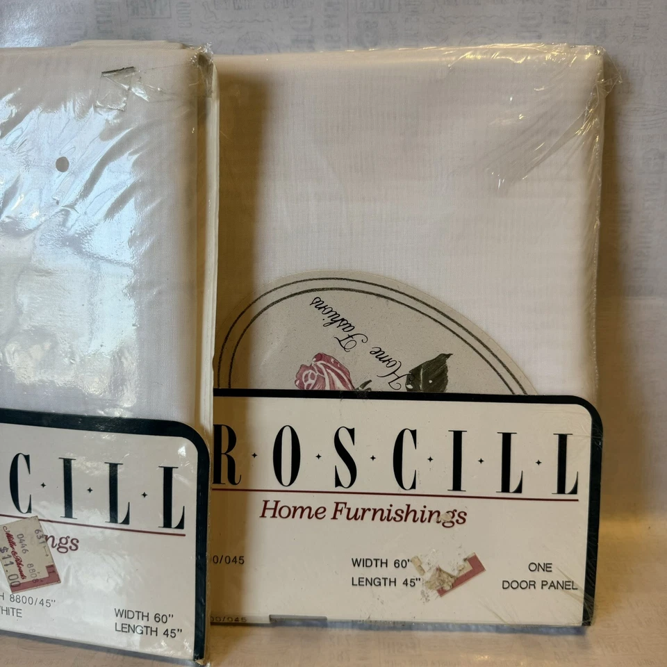 Lote De Colección De 2 Cortinas Panel De Puerta De Gasa Transparente Crosscill 60” X 45” Blanco # 8800 Foto 3 de 4