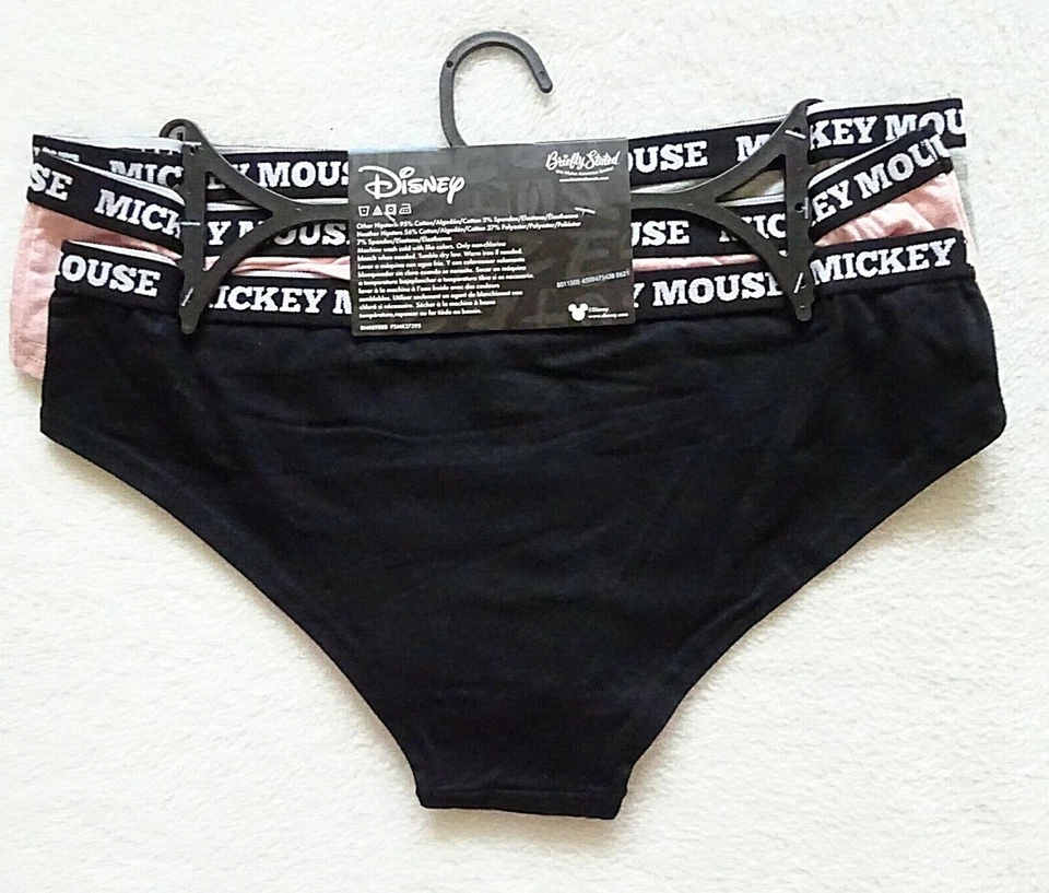 Bragas Disney Mickey Mouse Mujer Talla L TRES PARES Hipsters Gris Rosa Negro Foto 3 de 4