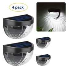 4 Pack LED Solar Fence Deck Lights Outdoor Waterproof  Step Stair Post Wall