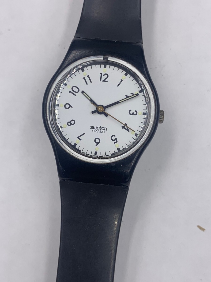 New Rare 87\' Swatch Black and Silver Women\'s Bracelet Watch 1984 Classic Swiss Made Swatch Lady Watch for Women, Rare  main image 4