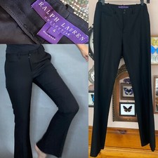 Ralph Lauren Collection Purple Label Wool Dress Pants Sz 4 black wide leg career