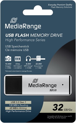 Mediarange USB Stick 32GB Speicherstick High Performance silber USB 3.2 Gen 1