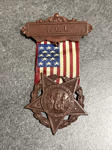 Vintage Ladies Of The Grand Army Republic 1886 FCL Medal Ribbon Patriotic