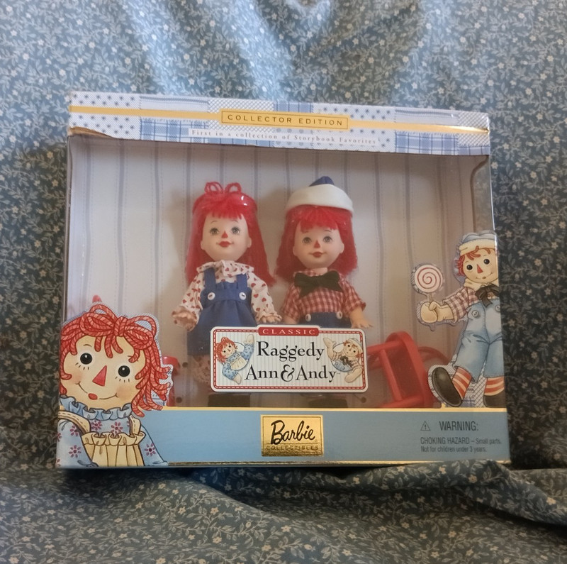 Barbie Collector Edition Raggedy Ann & Andy Kelly & Tommy Doll Set 1999 4.5in