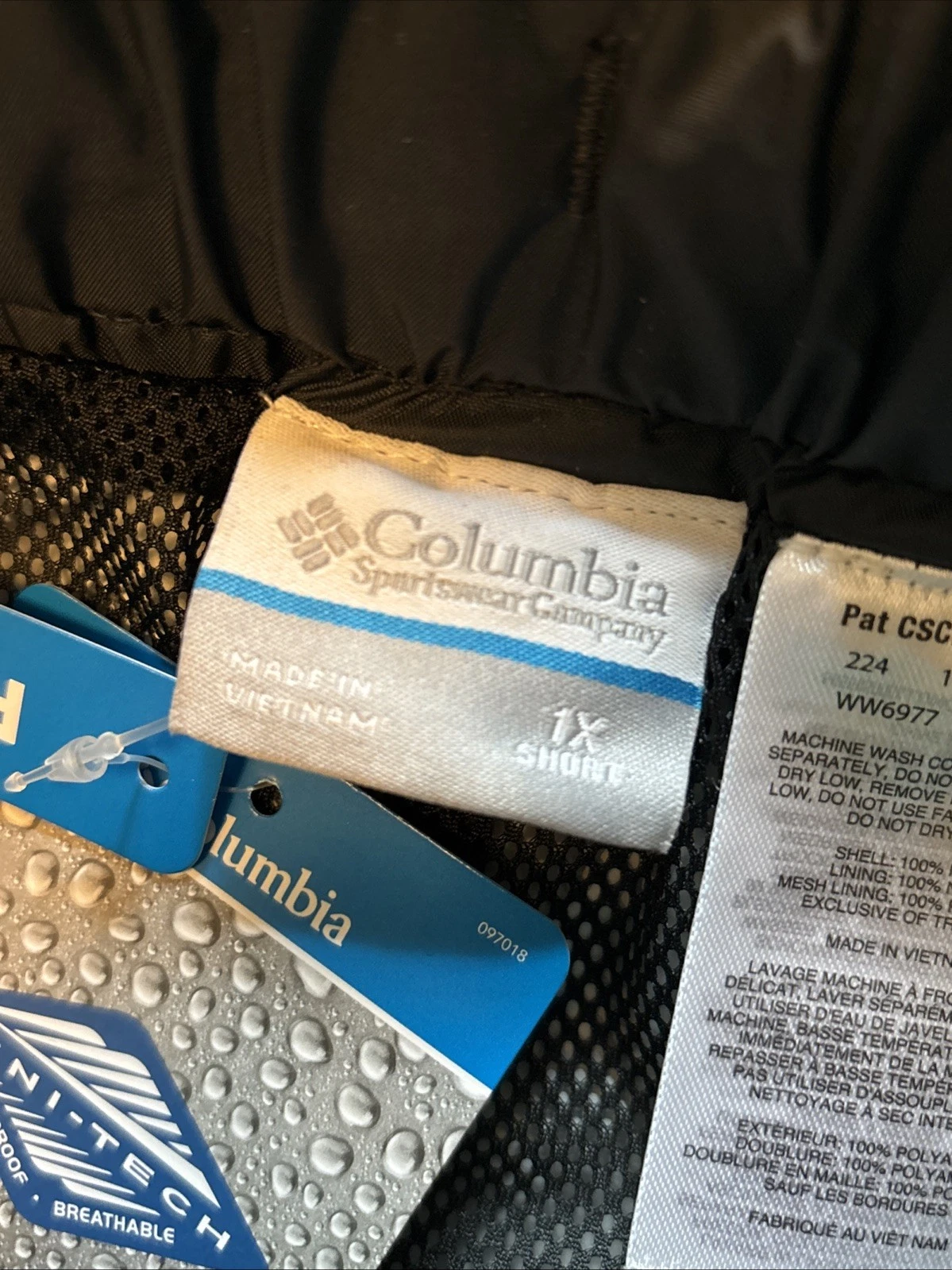 NWT Columbia Storm Surge Pants Women's 1X Short Black Omni Tech Waterproof $60