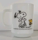 VTG  Snoopy At Times Life Is Pure Joy White Glass Mug 1958-1965 Anchor Hocking