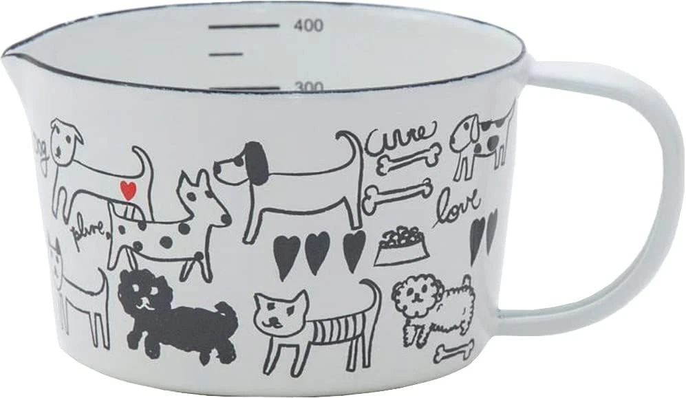 Enamel Measuring Cup Made in Japan Cookware - Cute Dogs Design 450ml