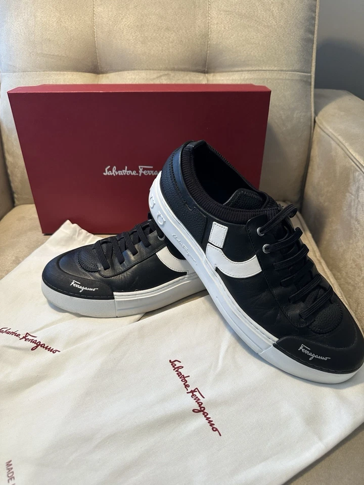 Zapatillas de cuero negras Ferragamo Notion 2 para hombre talla 10 Foto 4 de 4