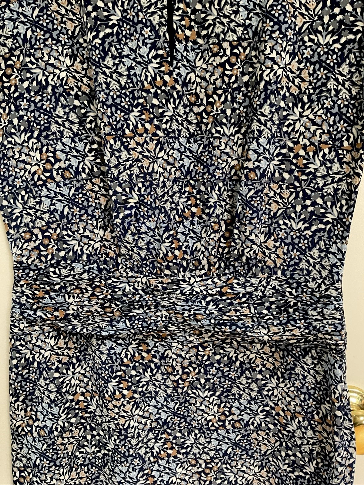 Abito donna Tory Burch seta vita bassa blu bianco marrone floreale taglia 2 XS