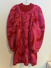 Farm Rio Knit Sweater Dress Balloon sleeves Size Large Floral Multi Color Pink