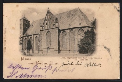AK Verden a. d. Aller, Seitenansicht des Doms, begründet von Karl dem Grossen i 