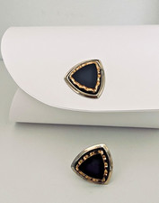 Vintage Onyx  Gold Tone Triangle Cuff Links