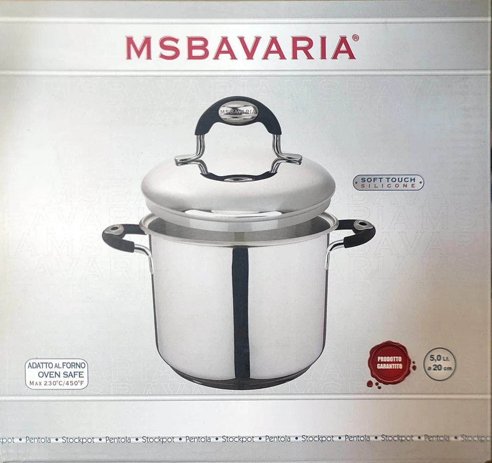 Pentola MSBAVARIA Acciaio Inox con Coperchio Forno Safe Manici Silicone Ø22-26cm - Immagine 2 di 4