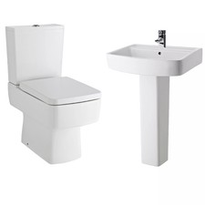 Balterley Forsbrook Compact Bathroom Suite: Semi Flush Toilet with Dual-Flush Ci