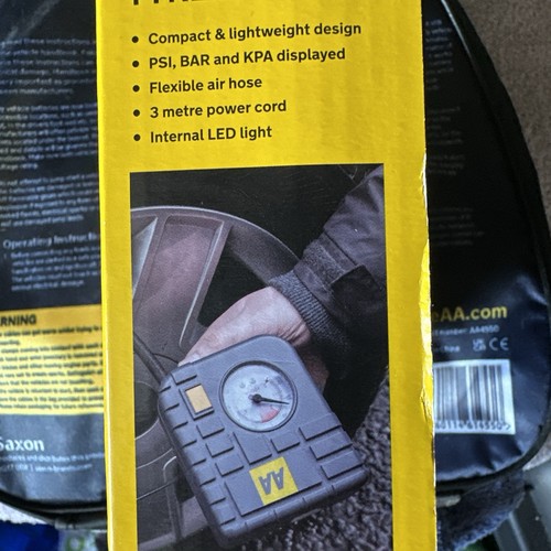Electric Tyre Inflator AA. 3m Power Cord Compact. Cigarette Lighter Powered. - Picture 3 of 6