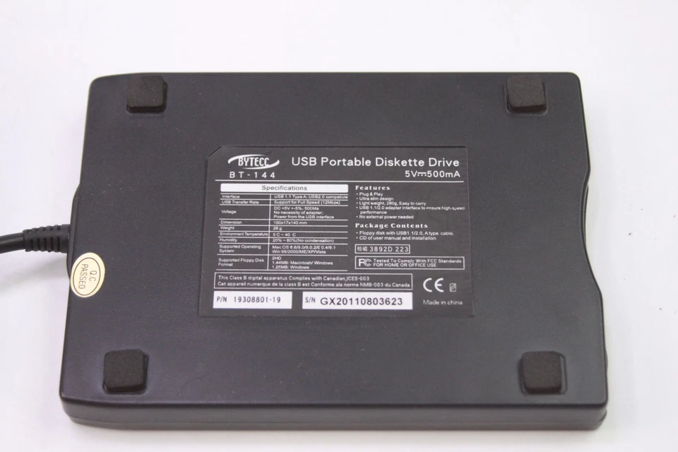 Bytecc Slim Usb External 3.5" Floppy Disk Drive BT-144 Plug And Play Tested - Image 2 of 2