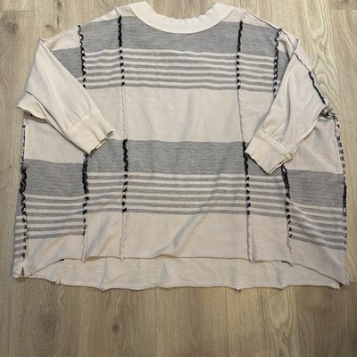 Free People Off The Shelf Maxi Top Sweatshirt Oversized! Mauve Chalk Sz XL READ