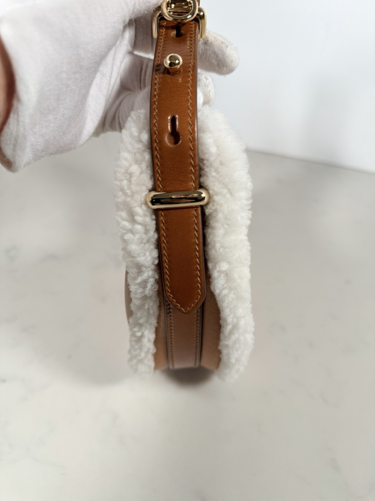 Authentic Prada Arqué Shearling Small Crossbody B… - image 9