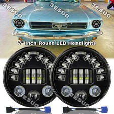 For Ford Mustang Bronco 1965-78 F100 F250 7 Inch Round LED Headlights Hi/Lo Beam