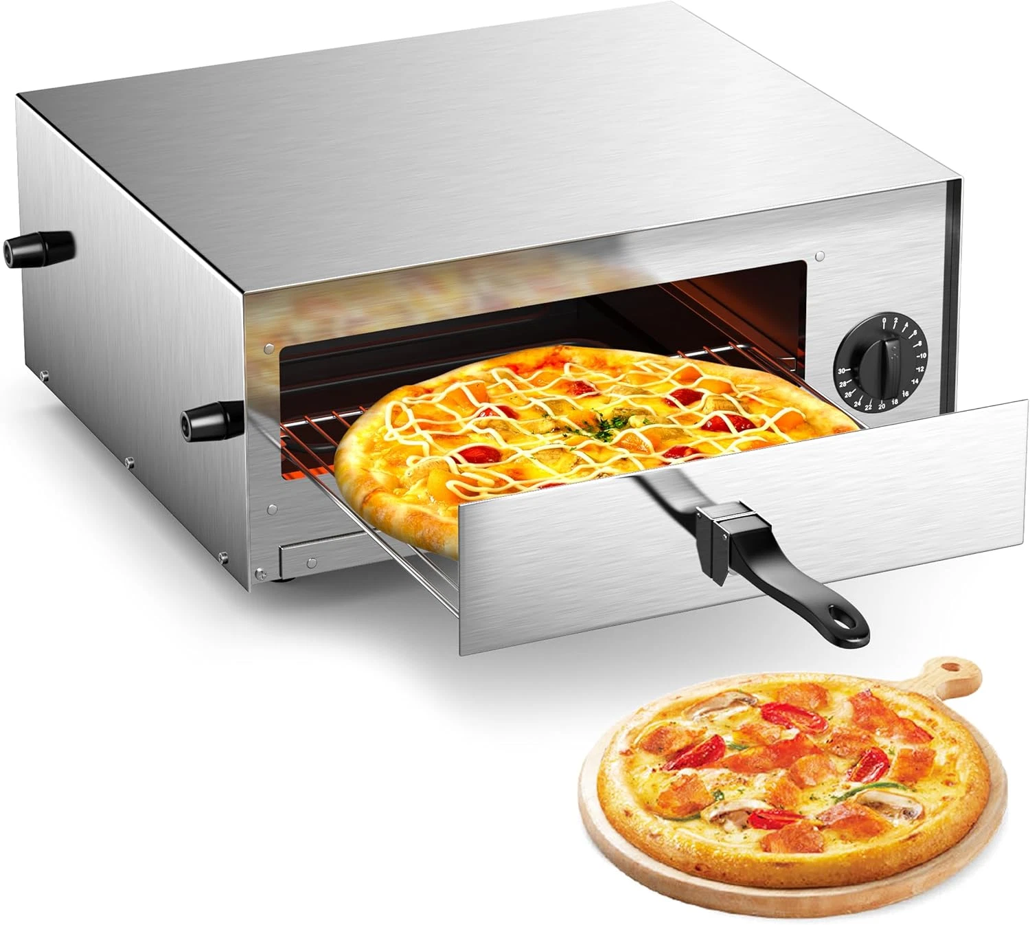 Electric Pizza Oven 12" Countertop Stainless Steel Pizza Maker 1450W Timer
Opens in a new window or