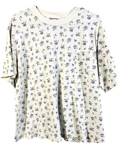 Vintage Zoomers Womens Floral Print Short Sleeve Tee Shirt Large