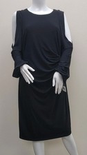 NWT Lauren Ralph Lauren Womens Size 12 Black Split Sleeve Fitted Dress