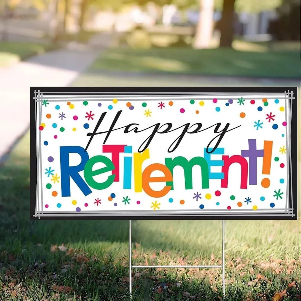 Amscan 120221“Happy Retirement”水平巨人标志派对横幅,65 x — 第 2/4 张图片