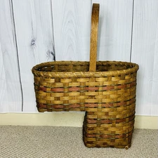 Vintage Wicker Farmhouse Country Stair Step Basket Organizer Handle