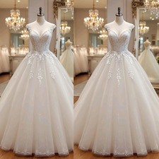 Wedding Dress Spaghetti Straps Floor Length Lace Applique Strapless Bridal Gown