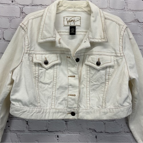 Venezia Cropped Jacket Womens Size 14/16 Cream Corduroy Button Up Cowgirl Casual - Picture 3 of 8