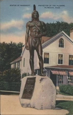 Statue Massasoit,Protector Pilgrims,Plymouth,MA Plymouth County Vintage Postcard