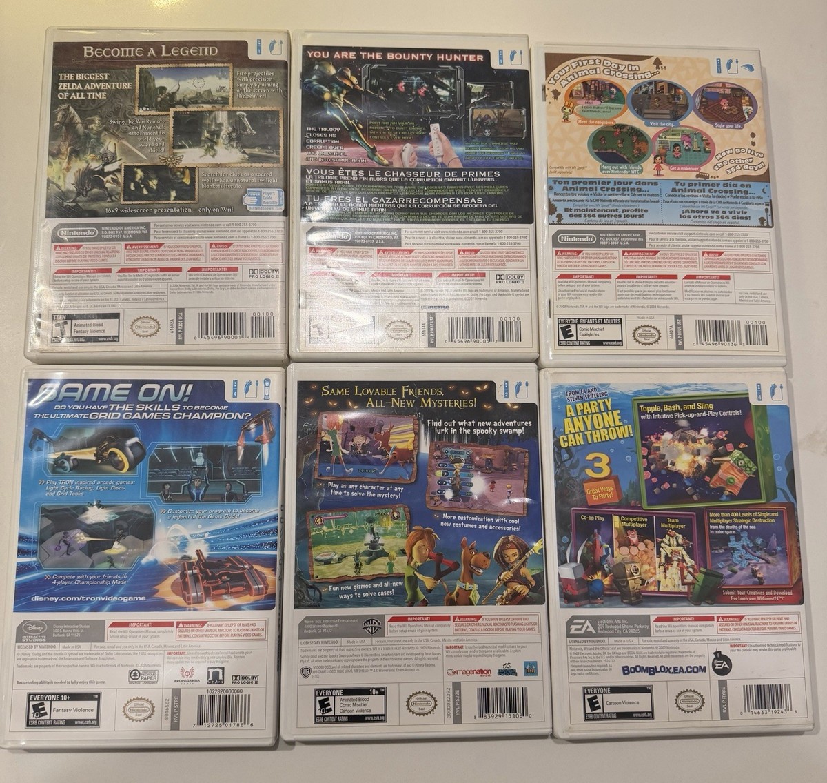 Nintendo Wii Game Lot: Zelda, Metroid, Animal Crossing, Scooby-Doo