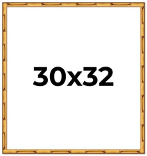 30x32 Frame Gold Bamboo Solid Wood Picture Frame | 1 Inch Moulding Width | Inter
