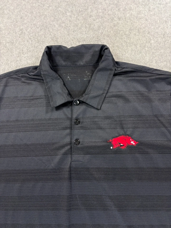 Arkansas Razorbacks Antigua Stitched Logo Campus Polo Shirt (Men's XL) Black - Image 2 of 4