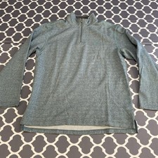 IZOD Saltwater Sweatshirt Mens Size L Green Relaxed Classic Mock Neck 1/4 Zip