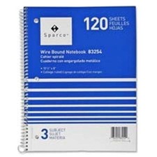 Sparco SPR83252 Wirebound 5-Subject Notebook 180 Sheets