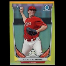 2014 Bowman Chrome #206 Wyatt Strahan 1st RC Mini Yellow Refractor 14/15