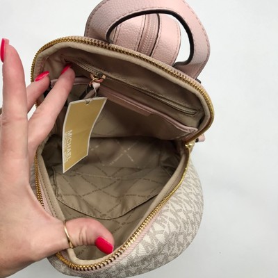 Michael Kors Vanilla And Pink Monogram Logo Erin Backpack  display picture 3