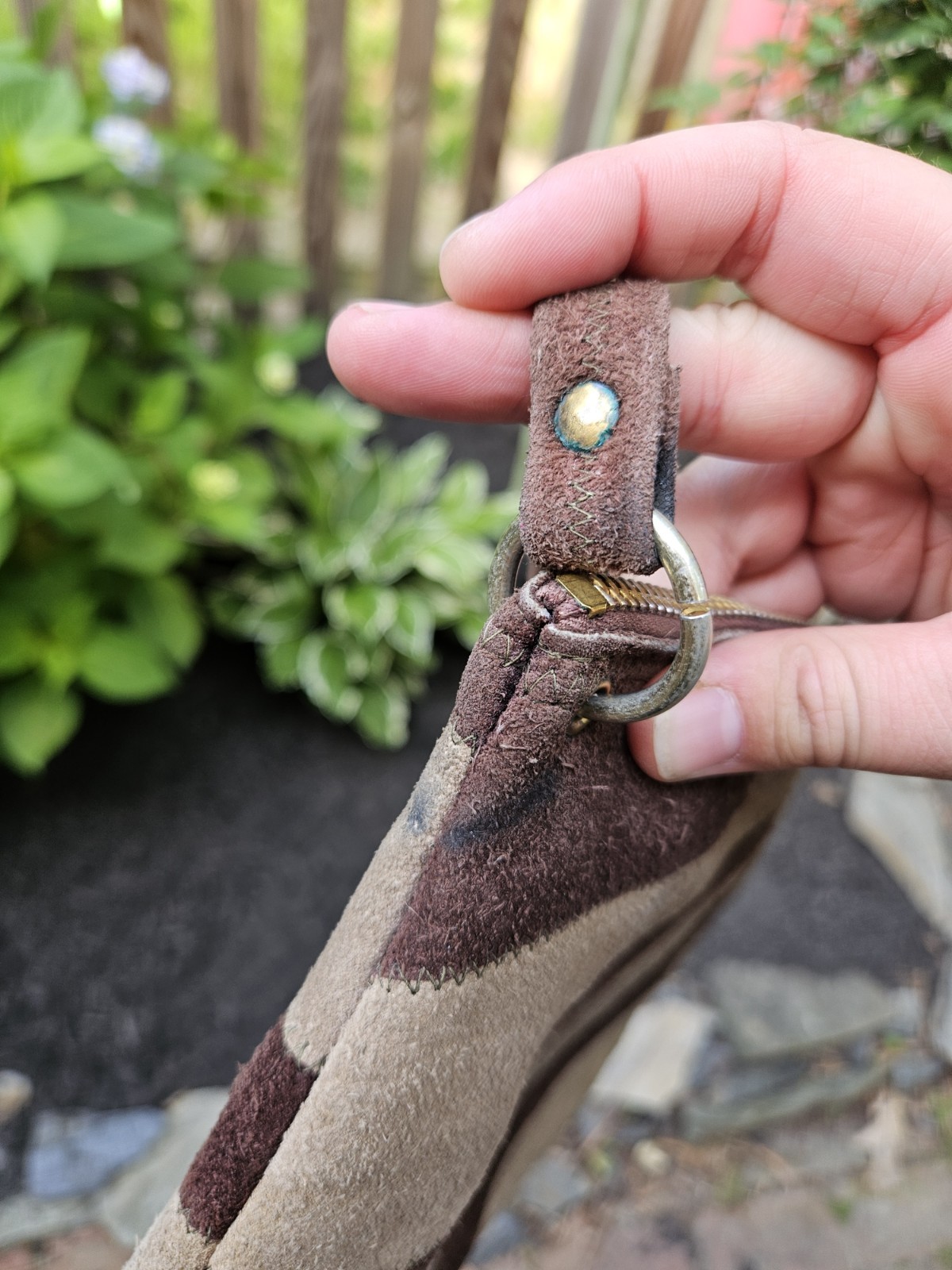 Vintage Serval Brown Patchwork Suede Leather Shou… - image 5