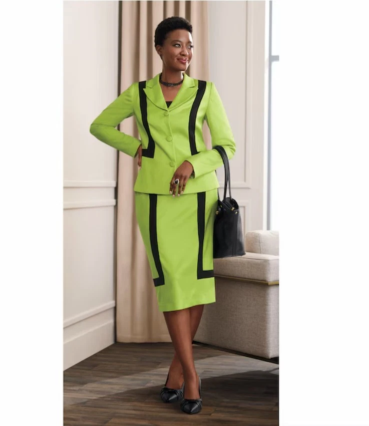 green dress suit for women OMC 3-Pieces Women's Bright Green Slim Stretch Fit Luxe Suit – OMC Formal main image 1