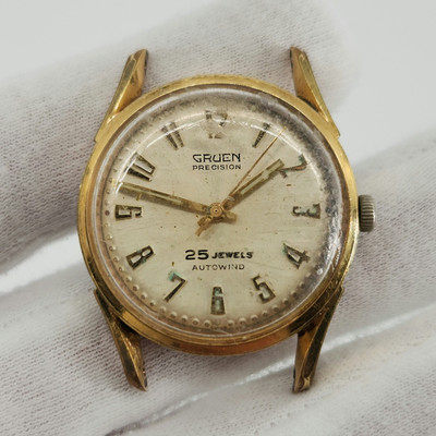 GRUEN ゴールド クォーツ時計 Gruen Precision Men's Vintage Gold Tone 25 Jewels Autowind Watch