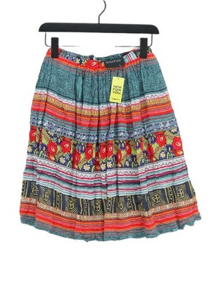 Nerz Rosa Damen Midi Rock XS Multi Blumen 100% Viskose Midi A-Linie