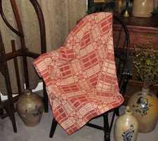 Primitive Cotton Pumpkin Yorktown Woven 32" Vtg Style COVERLET Square RQ3CPSS