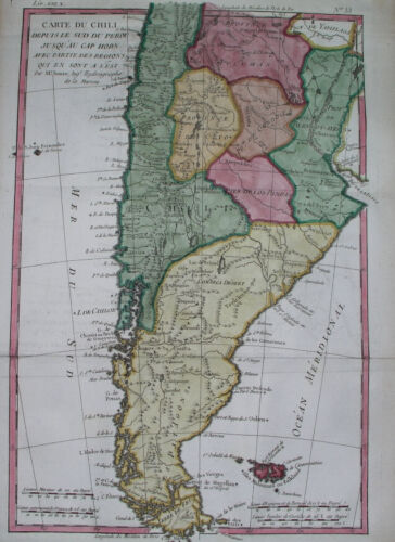 1780 RARE ORIGINAL MAP ARGENTINA PATAGONIA CHILE FALKLANDS BUENOS AIRES SANTIAGO - 第 1/6 張圖片