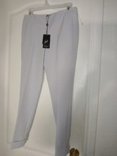 ADRIANNA PAPELL Ankle Pants Womens Size 4 Gray White Flat Front