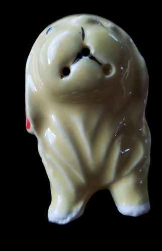 Vintage Yellow Dogs Curl Tail Salt and Pepper Shakers Ceramic Japan - Picture 7 of 8