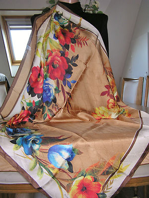 Foulard TRICOSA 100% Soie – Carré Bleu, Bandana Vintage Femme